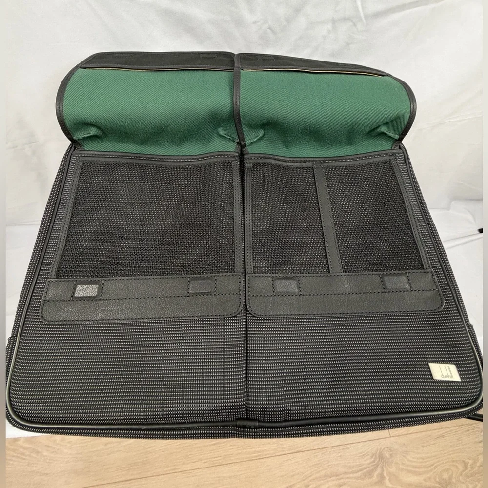 Vintage Dunhill Black Charcoal Briefcase Laptop Bag Leather Trim Strap